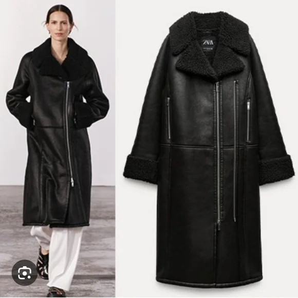 Zara Jackets Coats Zara Double Faced Biker Jacket Coat Long